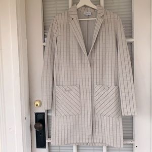 Harlan Anthropologie check checkered trench coat  long knit jacket windowpane XS